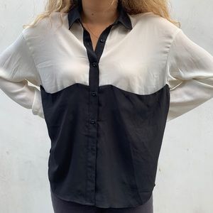 Color-block button down blouse